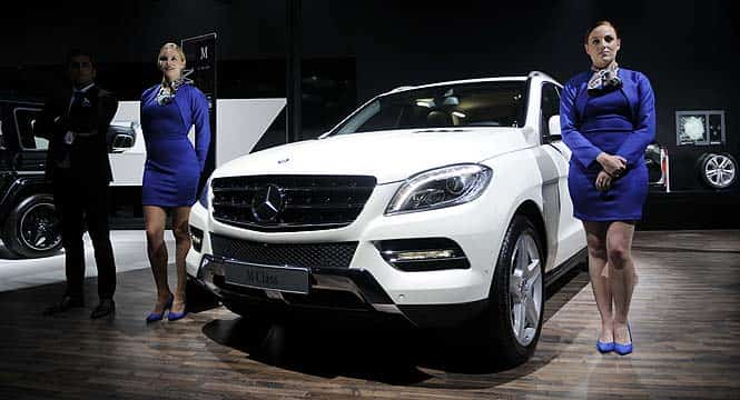 The newly launched Mercedes Benz ML-class range at the Auto Expo in Greater Noida. (Burhaan Kinu/Hindustan Times) Be safe: Merc launches armoured SUV M-Guard at<span class='webrupee'>₹</span>2.49 crore