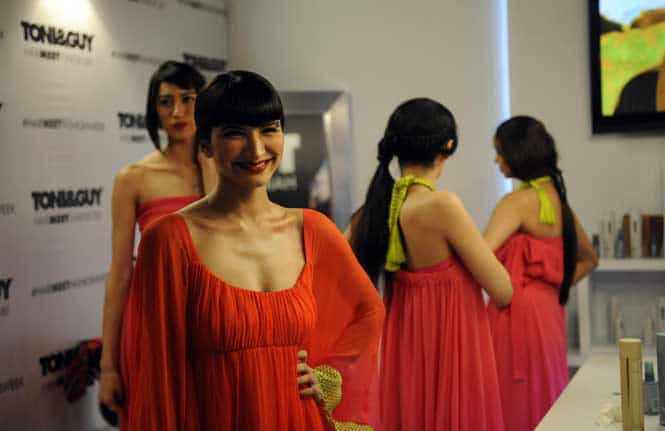 Models, wearing creations by Sadaf Malaterre's design house, wait backstage moments before taking the catwalk during the last day of Fashion Pakistan Week in Karachi. (Reuters)</font></strong) Models, wearing creations by Sadaf Malaterre's design house, wait backstage moments before taking the catwalk during the last day of Fashion Pakistan Week in Karachi. (Reuters)</font></strong)