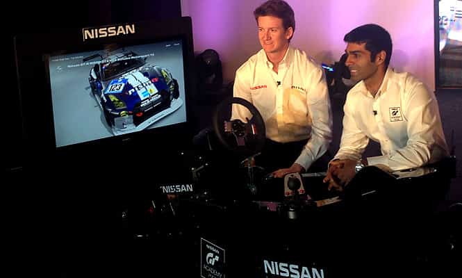 First Nissan GT Academy winner Lucas Ordonez and Formula One driver Karun Chandhok at the unveiling of the academy's simulator. (Nisheeth Upadhyay/Hindustan Times) Are you into gaming? Here is your chance to become a real race driver