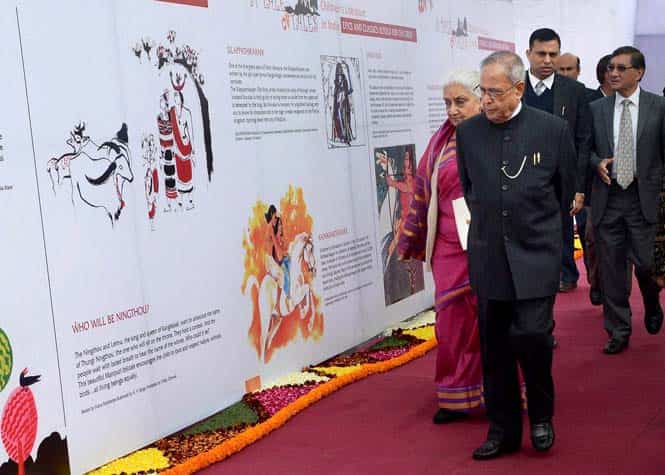 Presidenti Pranab Mukherjee during the inauguration of New Delhi World Book Fair in New Delhi. (PTI)</strong)