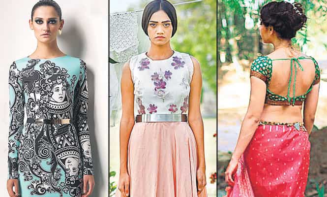 Left to right: a design by Pankaj and Nidhi Ahuja, Frou Frou by Archana Rao, and a design by Anupama Dayal. (HT Photo)</strong) Left to right: a design by Pankaj and Nidhi Ahuja, Frou Frou by Archana Rao, and a design by Anupama Dayal. (HT Photo)</strong)