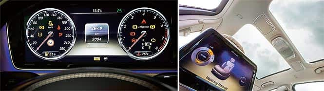 Discover the COMAND online control system that has a fully automated car manual (left); the car can give you a hot-stone-style massage (right).</strong) Discover the COMAND online control system that has a fully automated car manual (left); the car can give you a hot-stone-style massage (right).</strong)