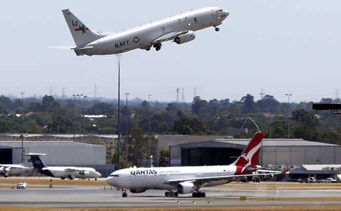 A US Navy P8 Poseidon aircraft takes off from a runway at Perth International Airport, en route to the Indian Ocean. An international search force resumed the hunt for missing Malaysia Airlines Flight MH370. (Reuters photo)
</div) A US Navy P8 Poseidon aircraft takes off from a runway at Perth International Airport, en route to the Indian Ocean. An international search force resumed the hunt for missing Malaysia Airlines Flight MH370. (Reuters photo)
</div)