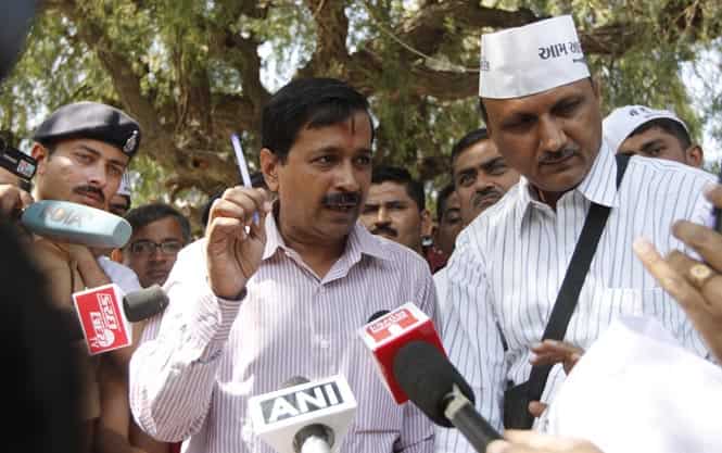 A file photo of AAP leader Arvind Kejriwal address media in Agra. (HT photo/Arvind Yadav)</em) A file photo of AAP leader Arvind Kejriwal address media in Agra. (HT photo/Arvind Yadav)</em)