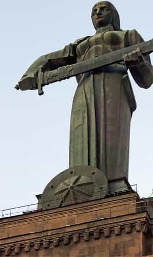 Mother Armenia, a female warrior, overlooks all of Yerevan Mother Armenia, a female warrior, overlooks all of Yerevan