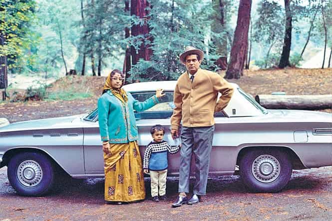 Family photographs collected from around the United States are featured in Beyond Bollywood. Here, Pandit Shankar Ghosh, his wife Sanjukta Ghosh, with Bikram Ghosh (now a famous tabla player) at a California park in 1970. Ghosh started touring the US in the Sixties with sarod maestro Ustad Ali Akbar Khan and won rave reviews. (Photo: Smithsonian) Family photographs collected from around the United States are featured in Beyond Bollywood. Here, Pandit Shankar Ghosh, his wife Sanjukta Ghosh, with Bikram Ghosh (now a famous tabla player) at a California park in 1970. Ghosh started touring the US in the Sixties with sarod maestro Ustad Ali Akbar Khan and won rave reviews. (Photo: Smithsonian)