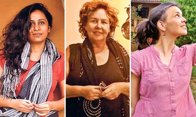 Artist Baaraan Ijlal, Australian artist Vicki Mcconville and Spanish artist Ana B Hernandez. (HT PHOTO)</font></strong) Artist Baaraan Ijlal, Australian artist Vicki Mcconville and Spanish artist Ana B Hernandez. (HT PHOTO)</font></strong)