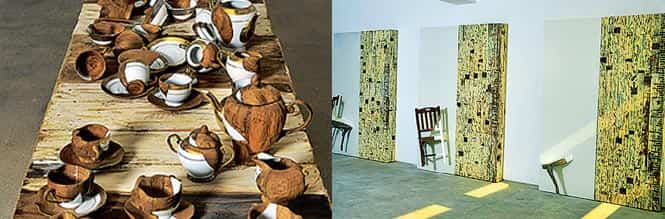 In Shetty's shows, broken objects needn't stay broken; like the China (left) and the chairs moulded into walls) In Shetty's shows, broken objects needn't stay broken; like the China (left) and the chairs moulded into walls)