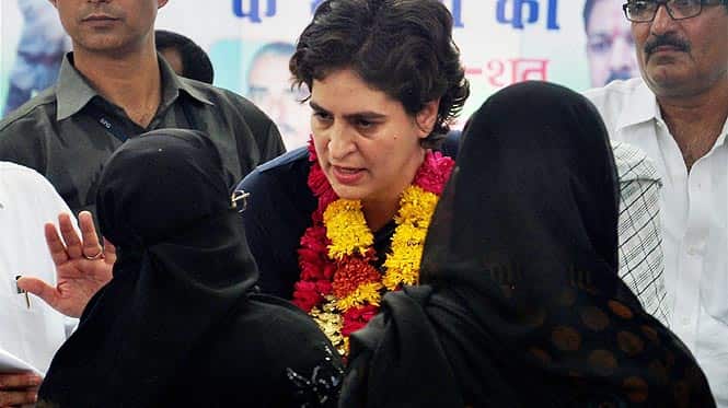 Priyanka Vadra meets women during election campaign for her mother and Congress President Sonia Gandhi in Raebareli on Wednesday. (PTI Photo)</em) Priyanka Vadra meets women during election campaign for her mother and Congress President Sonia Gandhi in Raebareli on Wednesday. (PTI Photo)</em)