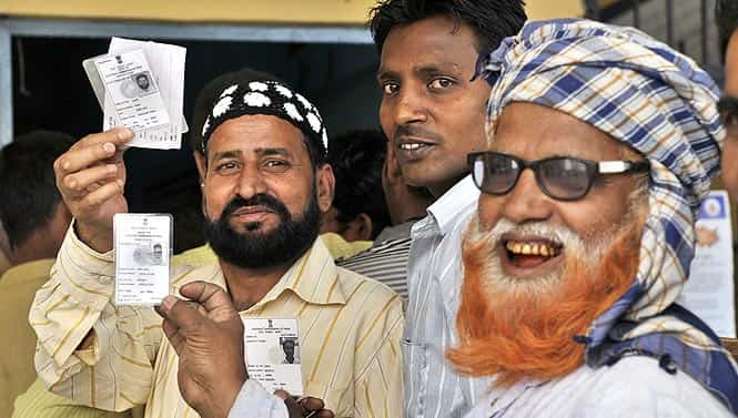 Muslim voters shows their election ID cards before cast their vote in New Delhi. Photo by Mohd Zakir/Hindustan Times Muslim voters shows their election ID cards before cast their vote in New Delhi. Photo by Mohd Zakir/Hindustan Times