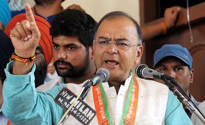 A file photo of senior Bharatiya Janata Party leader Arun Jaitley during an election campaign event in Amritsar. (AFP photo) 
</div)