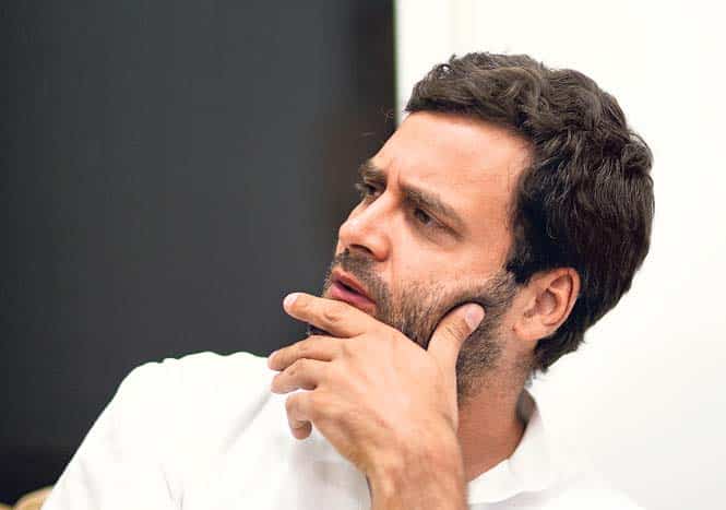 Congress vice-president Rahul Gandhi during an interview at his Tughlaq Lane residence in New Delhi. (Gurinder Osan/HT photo) 
</div)