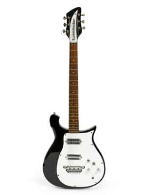 The 1962 Rickenbacker 425 guitar that George Harrison played. (AP file photo)</em)