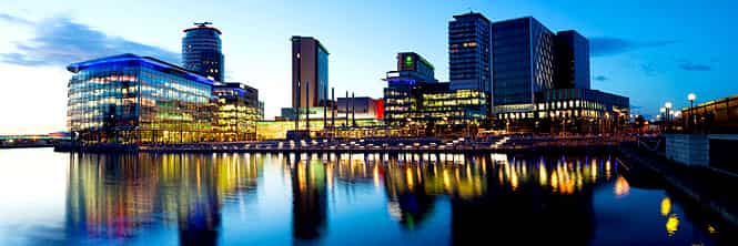 Salford Quays Mediacity, Manchester,North West England. (Getty Image)</font></em) Salford Quays Mediacity, Manchester,North West England. (Getty Image)</font></em)