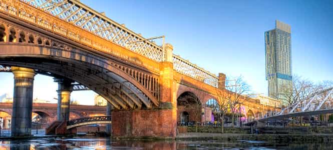Castlefield and the Beetham Tower from the Castlefield Canal Basin, Manchester. (Getty Image)</font></em) Castlefield and the Beetham Tower from the Castlefield Canal Basin, Manchester. (Getty Image)</font></em)