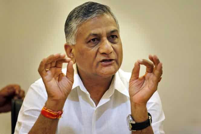 A photo of ex-Army chief VK Singh. (HT photo)</em>
</div) A photo of ex-Army chief VK Singh. (HT photo)</em>
</div)