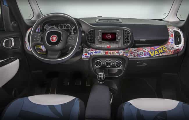Inside there is no confusion as to who helped Fiat develop the car. Photo:AFP Inside there is no confusion as to who helped Fiat develop the car. Photo:AFP
