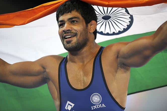 Sushil Kumar celebrates winning the men's 74kg freestyle Wrestling gold medal match at the 2014 Commonwealth Games in Glasgow. AFP PHOTO Sushil Kumar celebrates winning the men's 74kg freestyle Wrestling gold medal match at the 2014 Commonwealth Games in Glasgow. AFP PHOTO