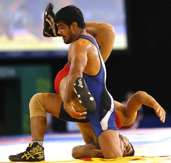 Sushil Kumar, front, wrestles with Qamar Abbas of Pakistan in a FS 74kg gold medal wrestling match at the Scottish Exhibition Conference Centre during the Commonwealth Games 2014 in Glasgow. AP Photo Sushil Kumar, front, wrestles with Qamar Abbas of Pakistan in a FS 74kg gold medal wrestling match at the Scottish Exhibition Conference Centre during the Commonwealth Games 2014 in Glasgow. AP Photo