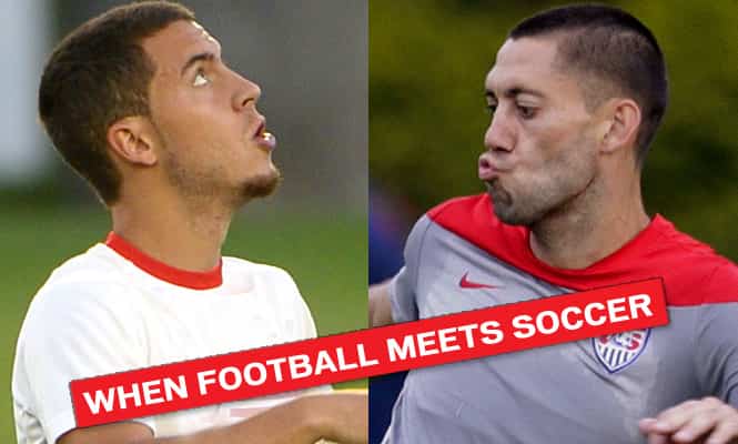 (Left) US captain Clint Dempsey polishes his moves during training. (AP Photo); Belgium midfielder Eden Hazard heads the ball at a training session in Salvador on the eve of the clash against the US. (AFP Photo)</em) (Left) US captain Clint Dempsey polishes his moves during training. (AP Photo); Belgium midfielder Eden Hazard heads the ball at a training session in Salvador on the eve of the clash against the US. (AFP Photo)</em)