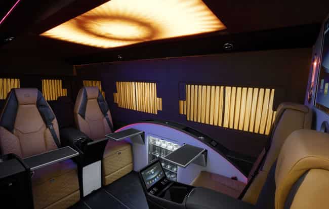 BRABUS Business Lounge based on the Mercedes Sprinter - interior. Photo:AFP BRABUS Business Lounge based on the Mercedes Sprinter - interior. Photo:AFP