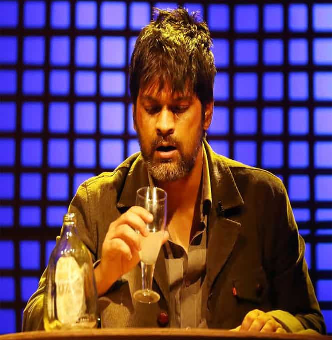 Imran Zahid in a still from the play Daddy where he essyaed the role of Anand Sarin -- a role that Anupam Kher did in the movie.