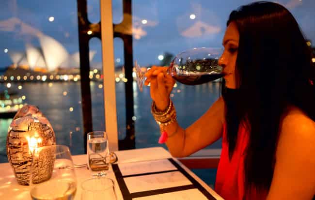 Enjoying a glass of wine at Quay