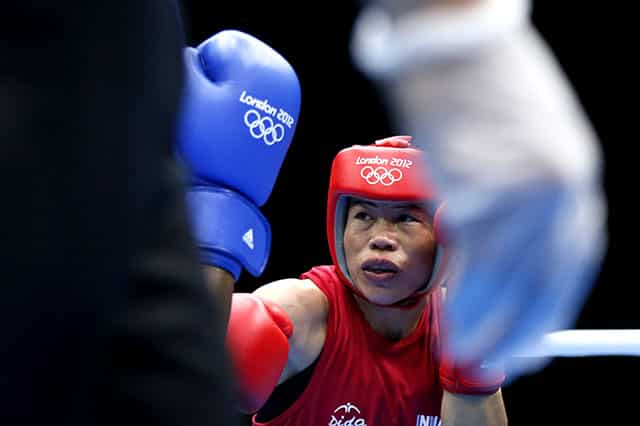 Mary Kom at the London 2012 Olympics where she won a bronze medal in her category. (AFP Photo) Mary Kom at the London 2012 Olympics where she won a bronze medal in her category. (AFP Photo)
