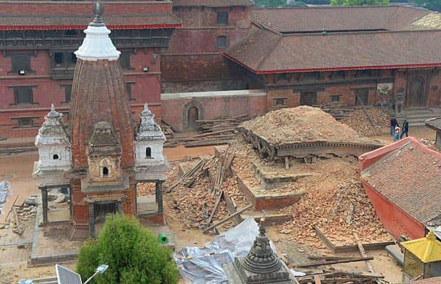 A general view shows damages of Durbar Square in Lalitpur on the outskirts of Kathmandu on April 28, 2015. AFP Photo/Prakash Singh A general view shows damages of Durbar Square in Lalitpur on the outskirts of Kathmandu on April 28, 2015. AFP Photo/Prakash Singh
