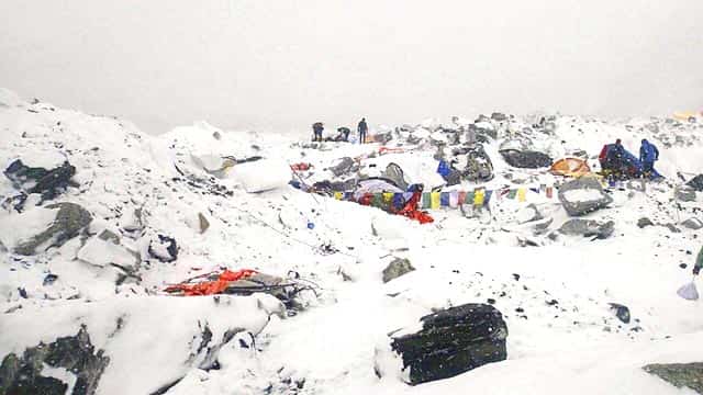This photo provided by Azim Afif shows the scene after an avalanche across Everest Base Camp, Nepal on April 25, 2015. (Azim Afif via AP) This photo provided by Azim Afif shows the scene after an avalanche across Everest Base Camp, Nepal on April 25, 2015. (Azim Afif via AP)
