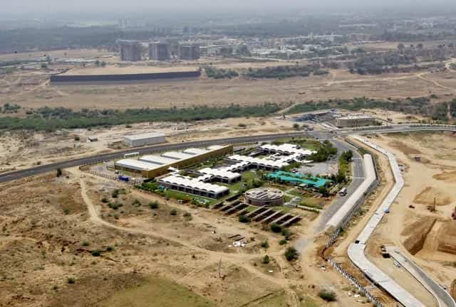 An aerial view of a site under construction at the Gujarat International Finance Tec-City (GIFT) at Gandhinagar in Gujarat. Reuters Phot)