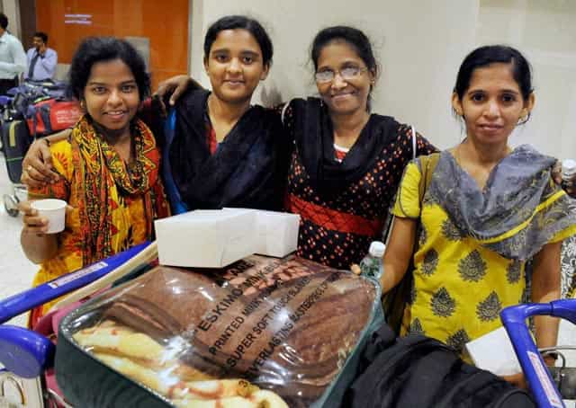Indian nationals who were stranded in Yemen alight after being evacuated from Djibouti, upon their arrival International Airport in Mumbai. PTI Photo Indian nationals who were stranded in Yemen alight after being evacuated from Djibouti, upon their arrival International Airport in Mumbai. PTI Photo