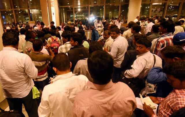 Indian nationals evacuated from Yemen, upon arrival at the International Airport in Mumbai. PTI Photo Indian nationals evacuated from Yemen, upon arrival at the International Airport in Mumbai. PTI Photo
