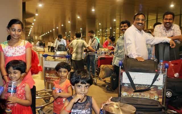 Indians evacuated from Yemen, arrive at Chatrapati Shivaji International Airport in Mumbai. HT Photo/Satish Bate Indians evacuated from Yemen, arrive at Chatrapati Shivaji International Airport in Mumbai. HT Photo/Satish Bate