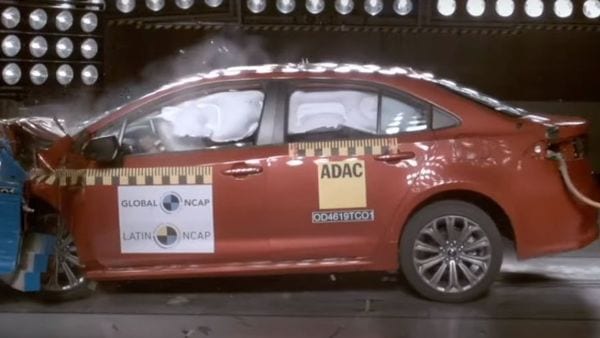 Screen grab of Toyota Corolla from a crash test conducted by Latin NCAP.