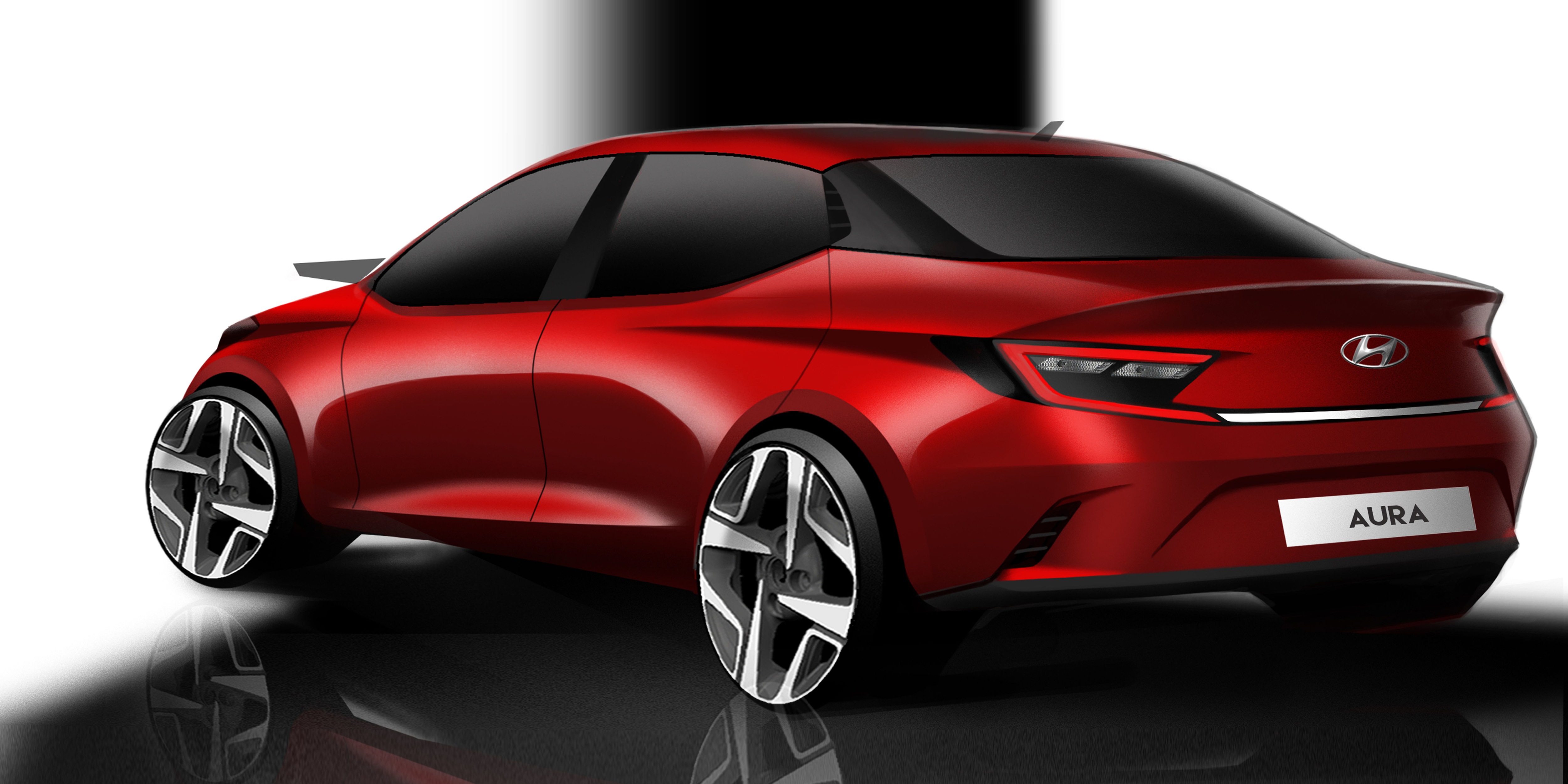 Design renders of Hyundai Aura's rear profile. Design renders of Hyundai Aura's rear profile.