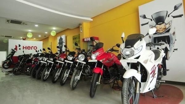 File photo of Hero MotoCorp products in a showroom