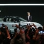 Sony President and CEO Kenichiro Yoshida unveils the Vision-S electric concept car during a press event for CES 2020 at the Las Vegas Convention Center. (AFP)
