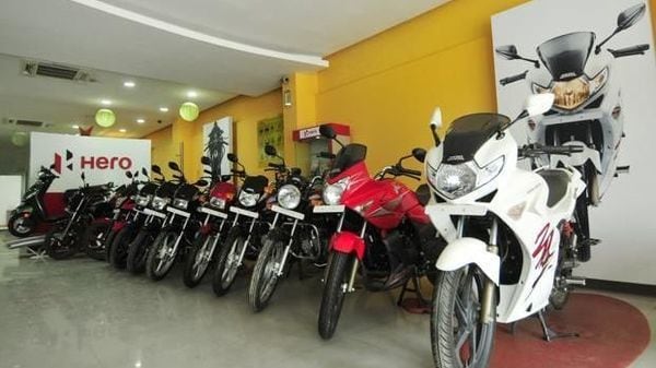 File photo of Hero MotoCorp products in a showroom
