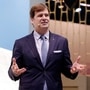 FILE - In this March 28, 2018 file photo, Jim Farley, Jr. executive vice president and president of Global Markets of the Ford Motor Company, is shown in this photo during New York International Auto Show. Ford is shaking up its management after a poor fourth-quarter financial performance and the botched launch of the Explorer SUV. (AP Photo/Richard Drew, File) (AP)