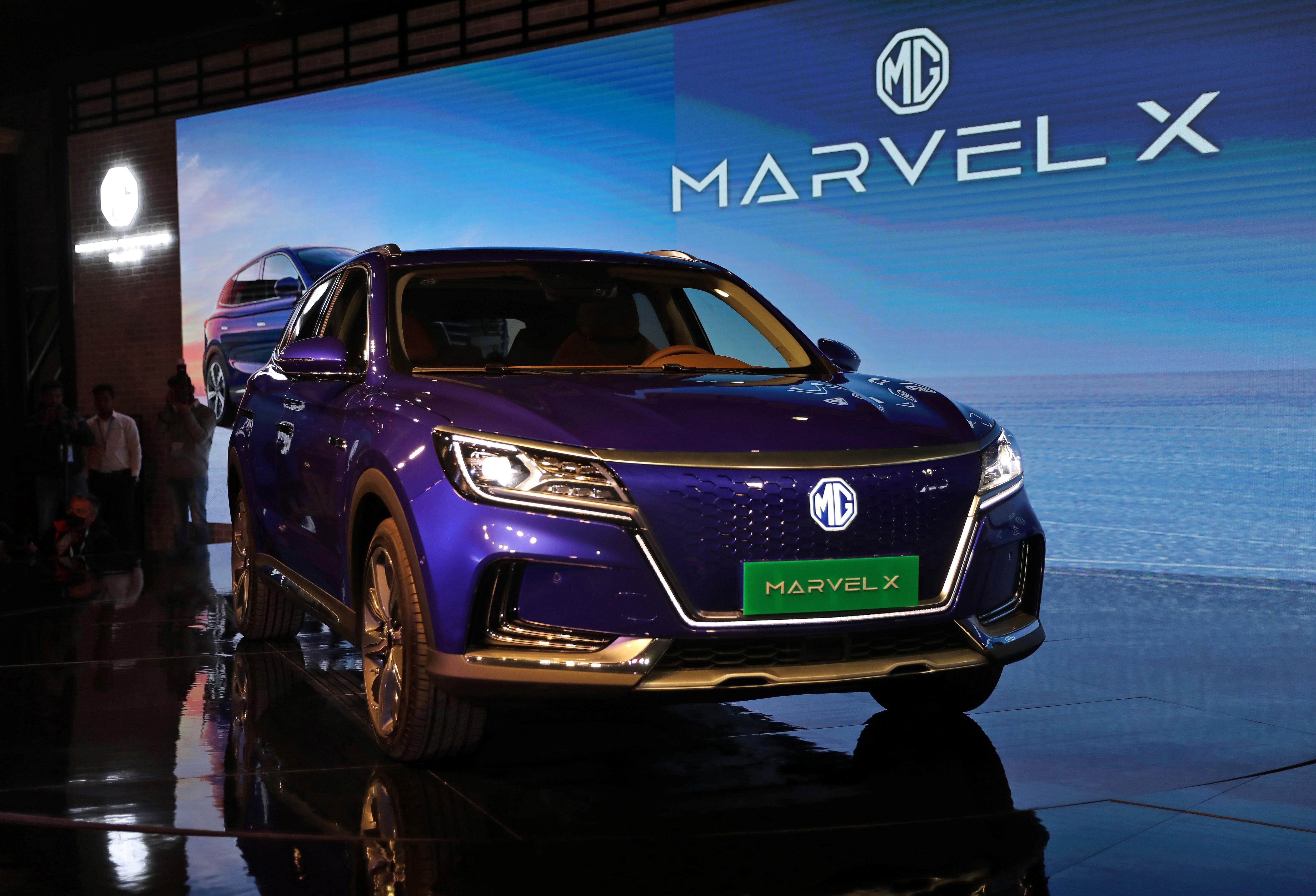 MG Motors Marvel X electric SUV is on display after it was unveiled at the India Auto Expo 2020.