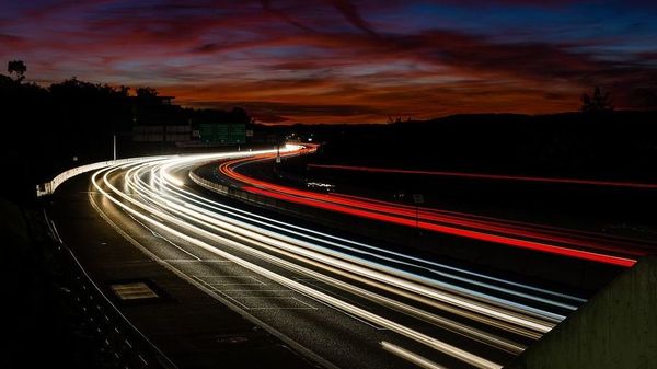 File timelapse photo of a section of Autobahn in Germany.