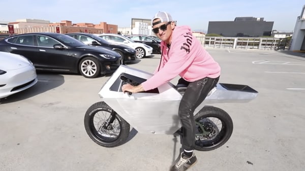 A screengrab from Casey Neistat's video on CyberBike