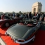 Vintage cars put on display during the 21 Gun Salute International Vintage Car Rally at India Gate, in New Delhi on Saturday. (ANI Photo)