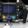 Mercedes' British driver Lewis Hamilton's steering wheel is pictured on top of his car during the tests for the new Formula One Grand Prix season at the Circuit de Catalunya in Montmelo in the outskirts of Barcelona on February 19, 2020. (Photo by LLUIS GENE / AFP) (AFP)