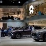NIO ES8 electric SUVs are seen displayed at the Shanghai auto show. (REUTERS)
