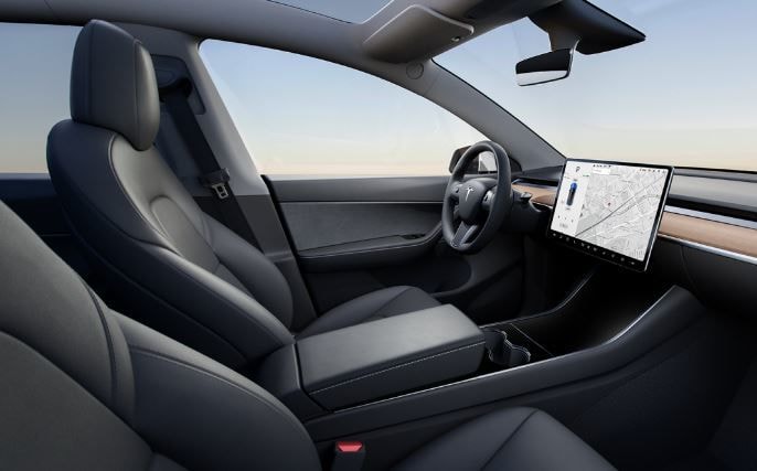The interiors of Model Y from Tesla.