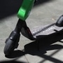 A Lime shared electric scooter is parked on a street in Santa Monica, California. (AFP)