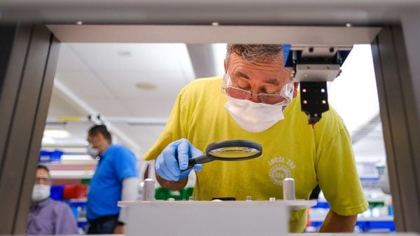 File photo: A worker prepares to build production ventilators at the General Motors Kokomo manufacturing facility in response to the coronavirus disease (COVID-19) outbreak in Kokomo, Indiana, U.S. (via REUTERS)