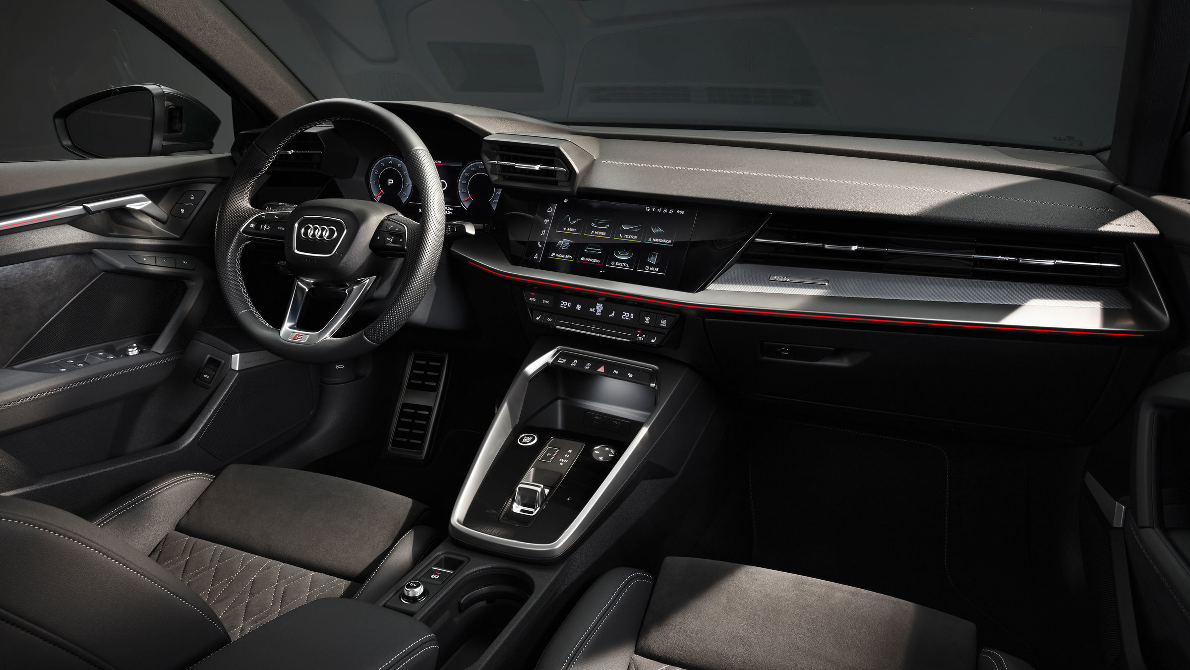 The cockpit of the new A3 Sedan is entirely focused on the driver.